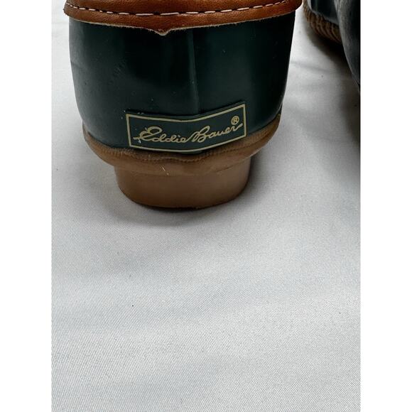 EDDIE BAUER Womens Duck Boots SIZE 10 Green LEATHER RAIN DUCK HUNTING Outdoor - Picture 7 of 9